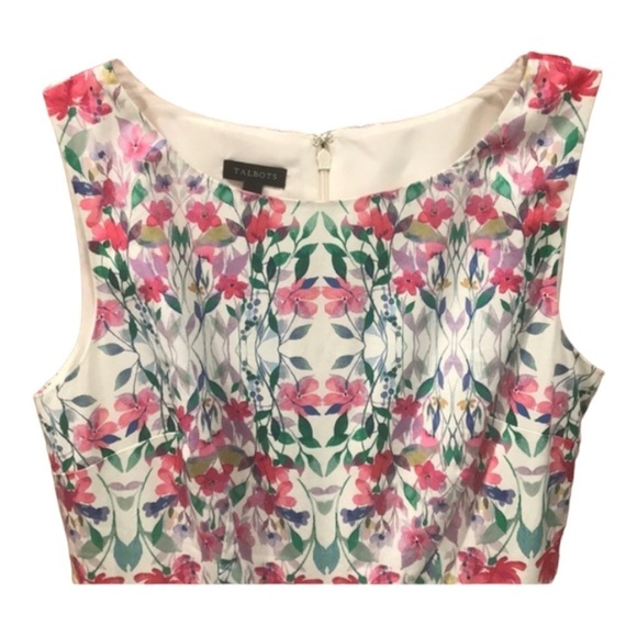TALBOTS Floral Lined Cotton Sleeveless Dress Belt Pockets Sz 16P - Picture 10 of 11